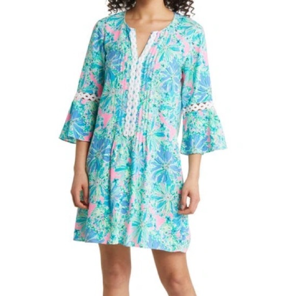 NWT Lilly Pulitzer Hollie 3/4 sleeve tunic dress Soleil Pink Good Hare Day - Picture 4 of 5